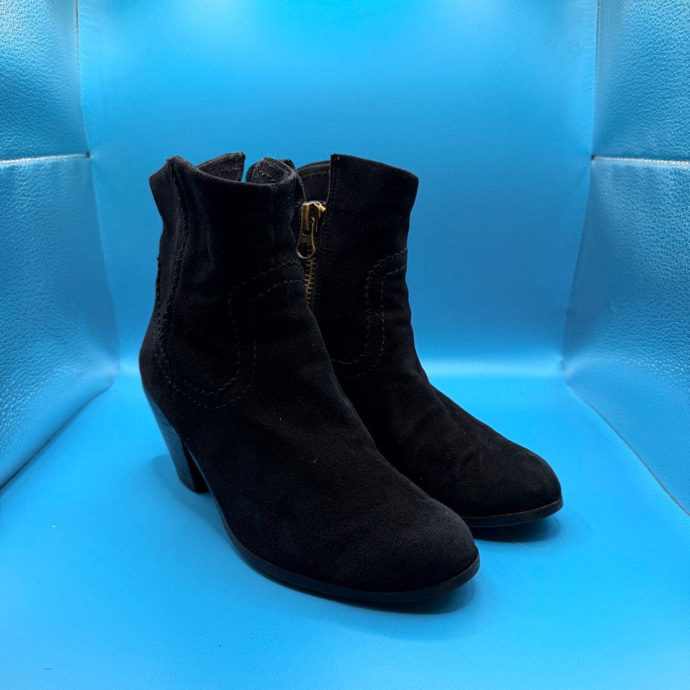 Sam Edelman Louie Black Suede Western Ankle Boots 6.5M A8631L001